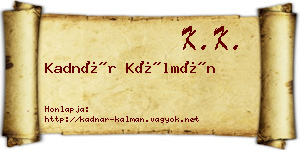 Kadnár Kálmán névjegykártya